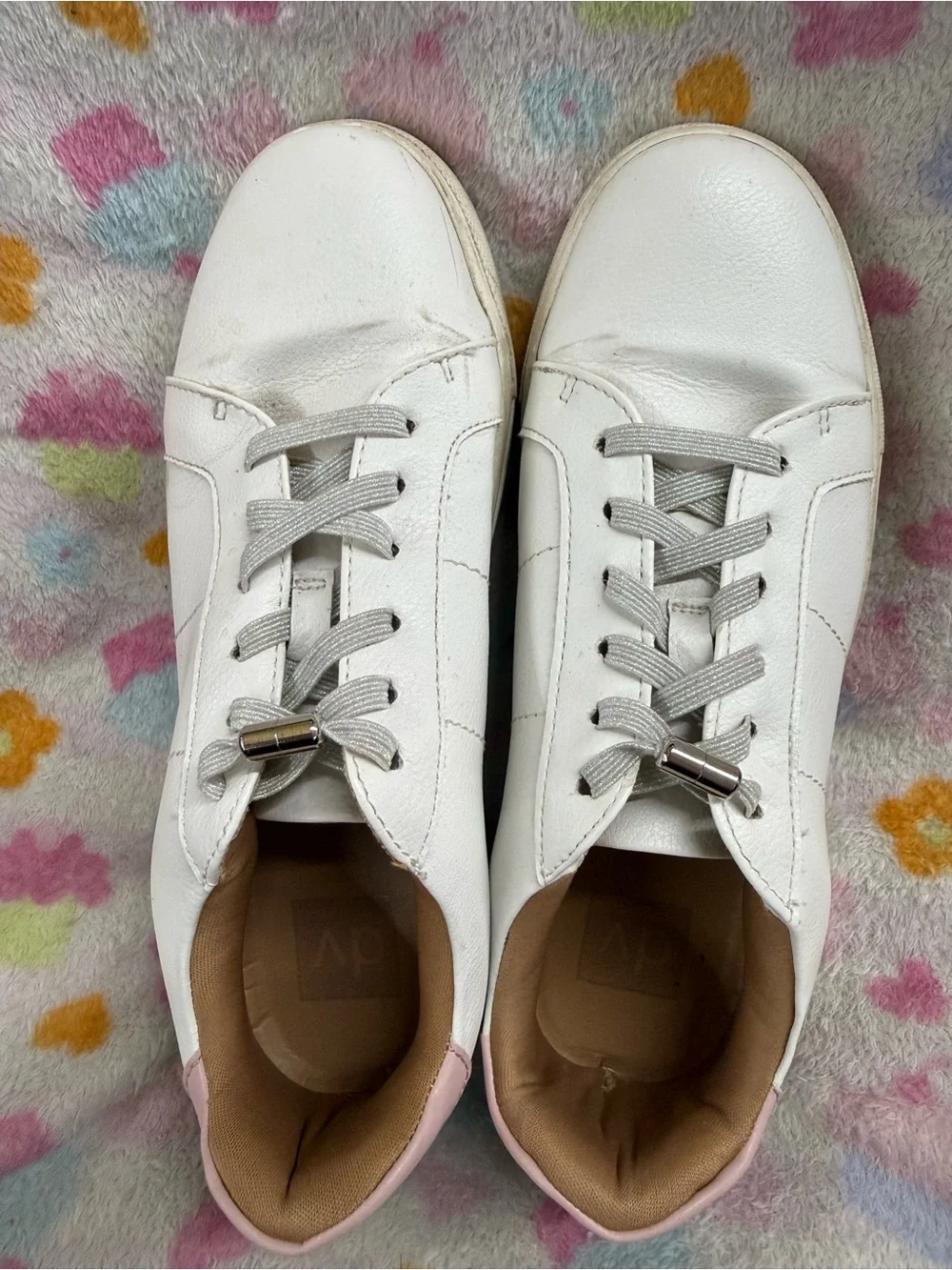 Dolce Vita White Sneakers with Pink Heel Accent